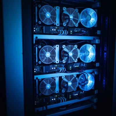 Modern Bitcoin mining hardware setup with ASICs and GPUs