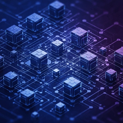 Abstract representation of blockchain nodes and connections