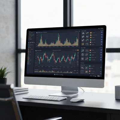 Cryptocurrency charts and graphs on a computer screen