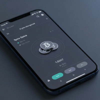 Secure digital wallet interface on a smartphone, clean and modern