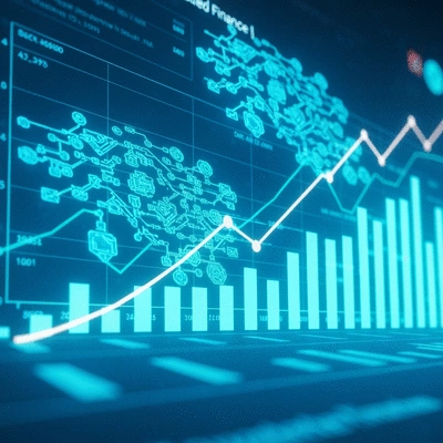 Visual representation of Decentralized Finance (DeFi) growth, financial charts