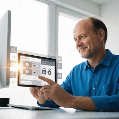 Person securing their Bitcoin wallet on a computer