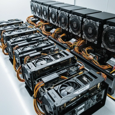 Multiple GPU mining rigs in a controlled environment