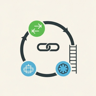 Stylized graphic illustrating the concepts of energy efficiency, security, and participation level in blockchain consensus mechanisms, with icons representing each factor, no text, no words, no typography, clean image